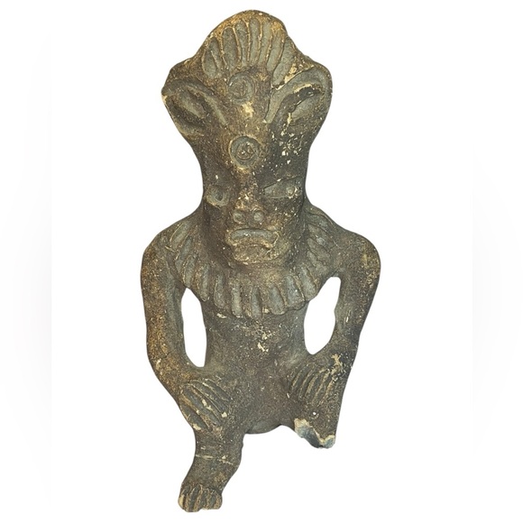 Precolombian Aztec Clay Diety God  Sculpture - Picture 1 of 7